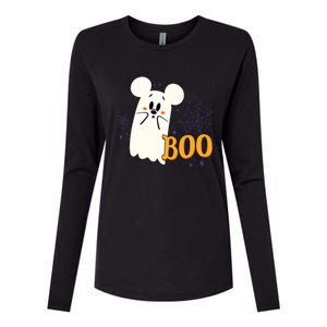 Mickey Mouse Cute Little Ghost Boo Halloween Womens Cotton Relaxed Long Sleeve T-Shirt