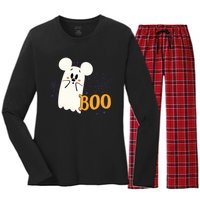 Mickey Mouse Cute Little Ghost Boo Halloween Women's Long Sleeve Flannel Pajama Set 