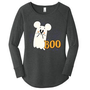 Mickey Mouse Cute Little Ghost Boo Halloween Women's Perfect Tri Tunic Long Sleeve Shirt