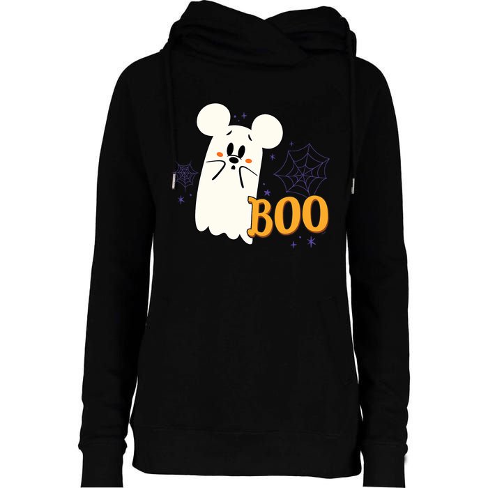 Mickey Mouse Cute Little Ghost Boo Halloween Womens Funnel Neck Pullover Hood