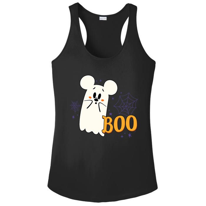 Mickey Mouse Cute Little Ghost Boo Halloween Ladies PosiCharge Competitor Racerback Tank