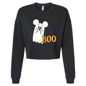 Mickey Mouse Cute Little Ghost Boo Halloween Cropped Pullover Crew