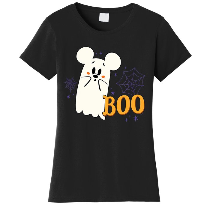 Mickey Mouse Cute Little Ghost Boo Halloween Women's T-Shirt