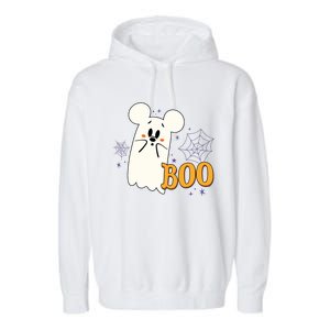 Mickey Mouse Cute Little Ghost Boo Halloween Garment-Dyed Fleece Hoodie