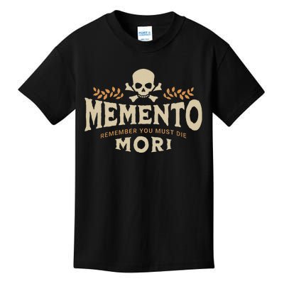 Memento Mori Catholic Design Meaning Traditional Latin Skull Kids T-Shirt