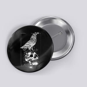 Memento Mori Crow Skull Moon Button