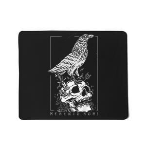 Memento Mori Crow Skull Moon Mousepad