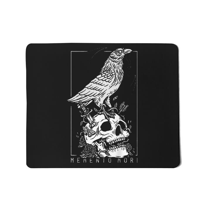 Memento Mori Crow Skull Moon Mousepad