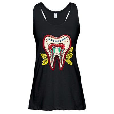 Merry Molar Christmas Dentist & Dental Lover's  Ladies Essential Flowy Tank