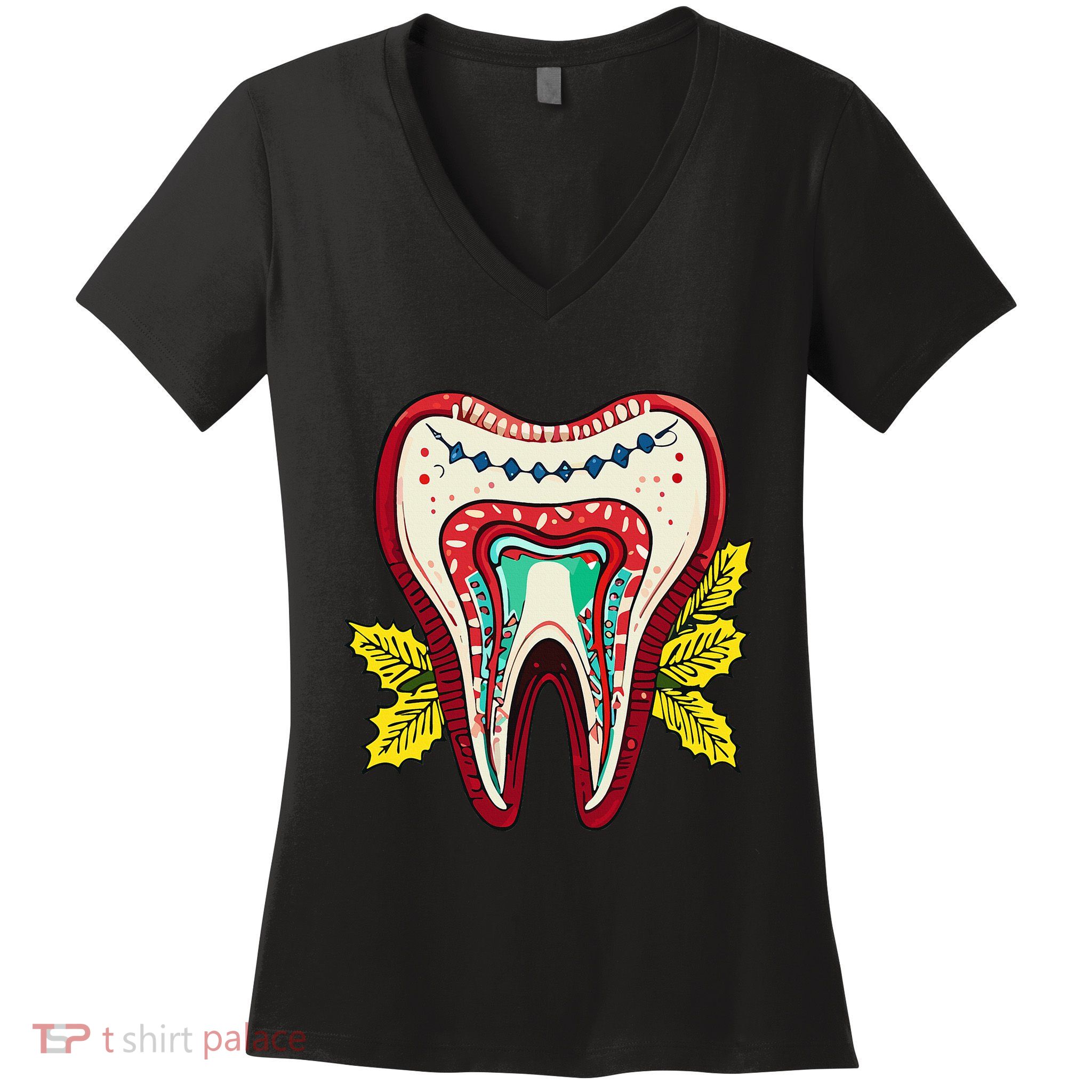 Merry Molar Christmas Dentist & Dental Lover's  Women's V-Neck T-Shirt