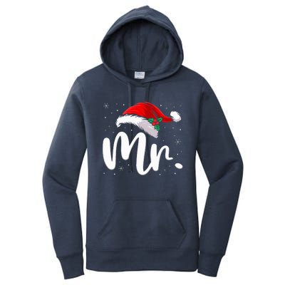 Mr Mrs Claus Christmas Couples Matching His And Her Pajamas  Women's Pullover Hoodie