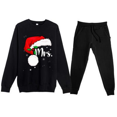 Mr Mrs Claus Christmas Couples Matching His And Her Pajamas Premium Crewneck Sweatsuit Set