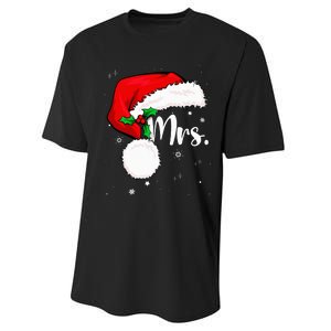 Mr Mrs Claus Christmas Couples Matching His And Her Pajamas Performance Sprint T-Shirt