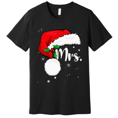 Mr Mrs Claus Christmas Couples Matching His And Her Pajamas Premium T-Shirt