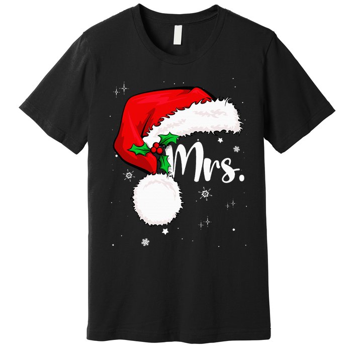 Mr Mrs Claus Christmas Couples Matching His And Her Pajamas Premium T-Shirt