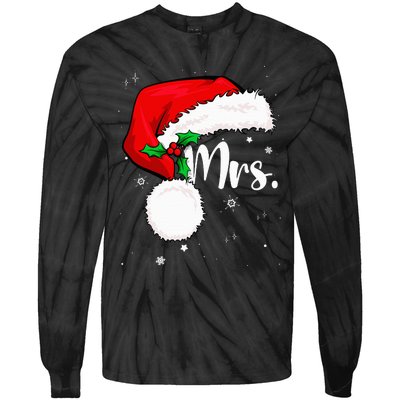 Mr Mrs Claus Christmas Couples Matching His And Her Pajamas Tie-Dye Long Sleeve Shirt