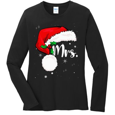 Mr Mrs Claus Christmas Couples Matching His And Her Pajamas Ladies Long Sleeve Shirt