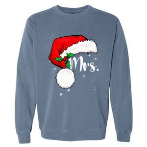 Mr Mrs Claus Christmas Couples Matching His And Her Pajamas Garment-Dyed Sweatshirt