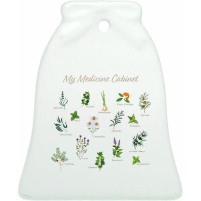 My Medicine Cabinet Natural Healing Plants Medicinal Herbs Ceramic Bell Ornament