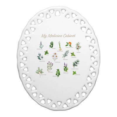 My Medicine Cabinet Natural Healing Plants Medicinal Herbs Ceramic Oval Ornament