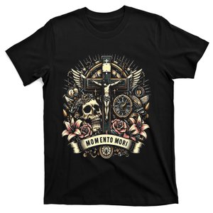 Memento Mori Catholic Crucifix Traditional Latin Mass Skull T-Shirt