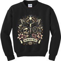 Memento Mori Catholic Crucifix Traditional Latin Mass Skull Kids Sweatshirt