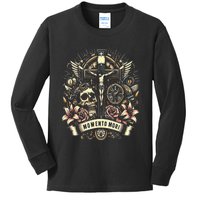 Memento Mori Catholic Crucifix Traditional Latin Mass Skull Kids Long Sleeve Shirt