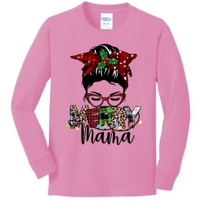 Merry Mama Christmas Mom Momlife Mama Santa Xmas Gift Kids Long Sleeve Shirt