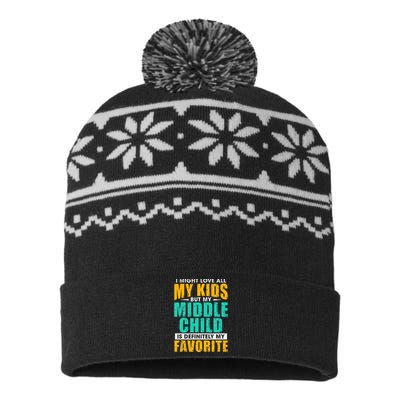 My Middle Child Is My Favorite Funny Parent Favorite USA-Made Snowflake Beanie