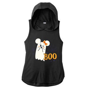 Minnie Mouse Cute Little Ghost Boo Halloween Ladies PosiCharge Tri-Blend Wicking Draft Hoodie Tank