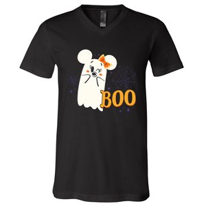 Minnie Mouse Cute Little Ghost Boo Halloween V-Neck T-Shirt