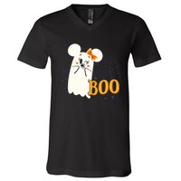 Minnie Mouse Cute Little Ghost Boo Halloween V-Neck T-Shirt