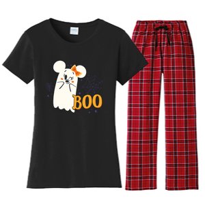 Minnie Mouse Cute Little Ghost Boo Halloween Women's Flannel Pajama Set