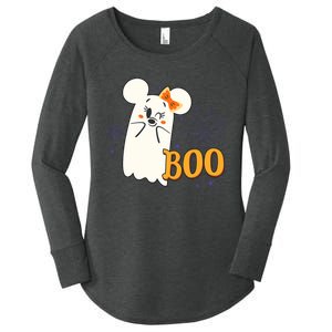 Minnie Mouse Cute Little Ghost Boo Halloween Women's Perfect Tri Tunic Long Sleeve Shirt