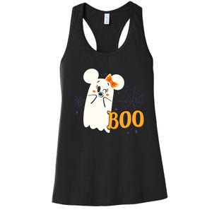 Minnie Mouse Cute Little Ghost Boo Halloween Women's Racerback Tank