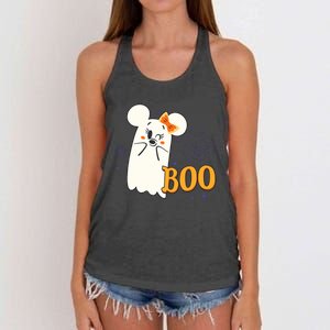 Minnie Mouse Cute Little Ghost Boo Halloween Women's Knotted Racerback Tank