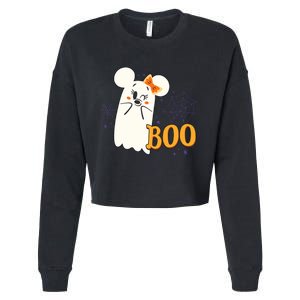 Minnie Mouse Cute Little Ghost Boo Halloween Cropped Pullover Crew