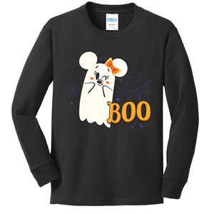 Minnie Mouse Cute Little Ghost Boo Halloween Kids Long Sleeve Shirt