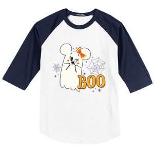 Minnie Mouse Cute Little Ghost Boo Halloween Baseball Sleeve Shirt