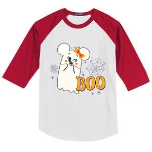 Minnie Mouse Cute Little Ghost Boo Halloween Kids Colorblock Raglan Jersey