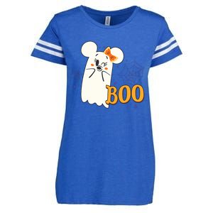 Minnie Mouse Cute Little Ghost Boo Halloween Enza Ladies Jersey Football T-Shirt