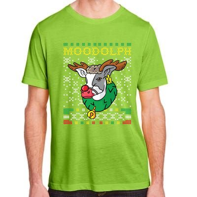 Moodolph Moo Cow Reindeer Ugly Christmas Sweater Farmer Gift Adult ChromaSoft Performance T-Shirt