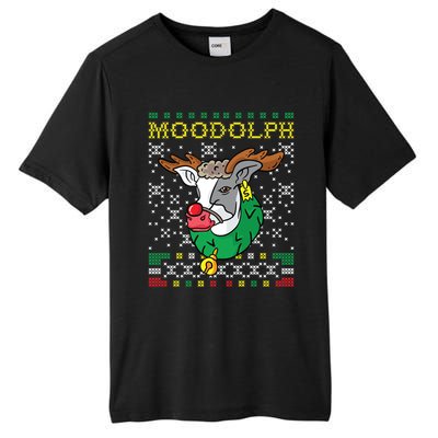 Moodolph Moo Cow Reindeer Ugly Christmas Sweater Farmer Gift Tall Fusion ChromaSoft Performance T-Shirt