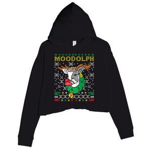 Moodolph Moo Cow Reindeer Ugly Christmas Sweater Farmer Gift Crop Fleece Hoodie