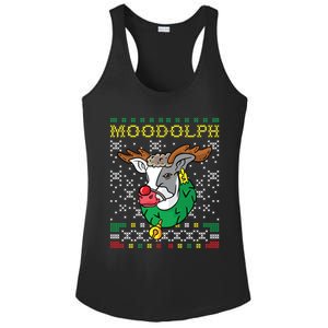 Moodolph Moo Cow Reindeer Ugly Christmas Sweater Farmer Gift Ladies PosiCharge Competitor Racerback Tank