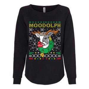 Moodolph Moo Cow Reindeer Ugly Christmas Sweater Farmer Gift Womens California Wash Sweatshirt