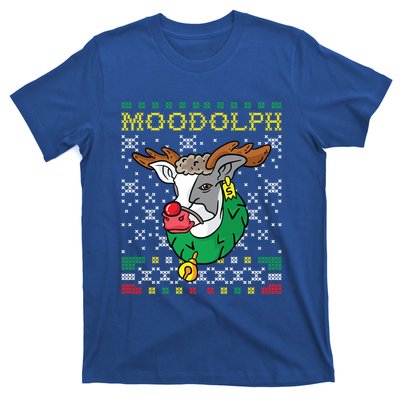 Moodolph Moo Cow Reindeer Ugly Christmas Sweater Farmer Gift T-Shirt