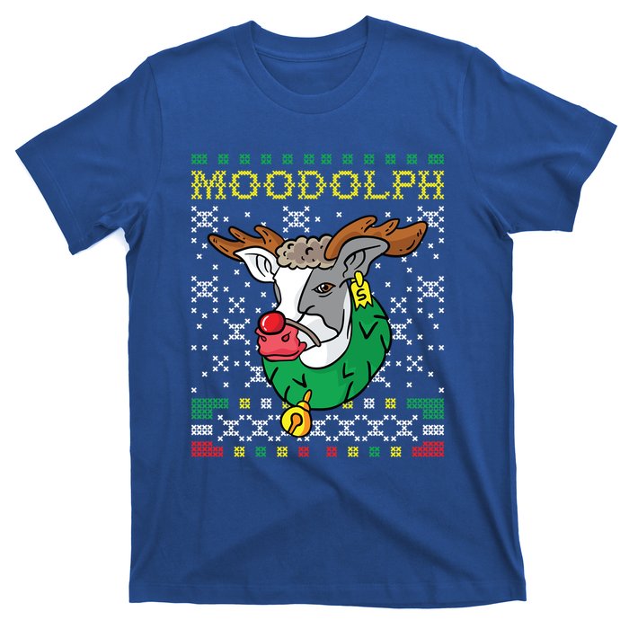 Moodolph Moo Cow Reindeer Ugly Christmas Sweater Farmer Gift T-Shirt