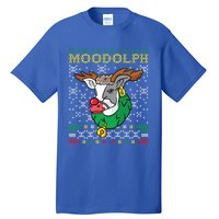 Moodolph Moo Cow Reindeer Ugly Christmas Sweater Farmer Gift Tall T-Shirt