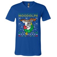 Moodolph Moo Cow Reindeer Ugly Christmas Sweater Farmer Gift V-Neck T-Shirt